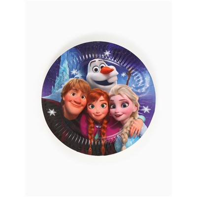 Посуда одноразовая бумажная на 10 персон: стаканы, тарелки, скатерть, Холодное сердце