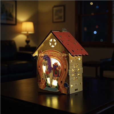 Новогоднее украшение "Домик со светом. Подкова на счастье" в пакете