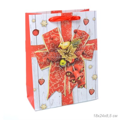 Пакет подарочный 18х24х8.5 / 362-92-S /уп 12/720/Новый год
