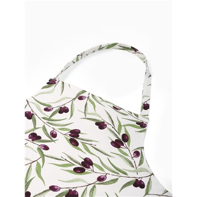 Фартук кухонный «Доляна» Olives, 60×70 см, 100% хлопок, рогожка 164 г/м², белый