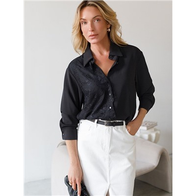 Блузка вечерняя из креп шифона с кружевом