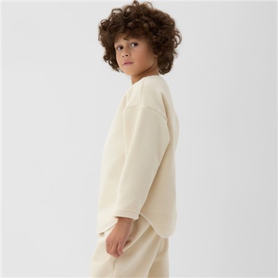 Свитшот флисовый детский MINAKU: Fleece Soft, бежевый, рост 110 см