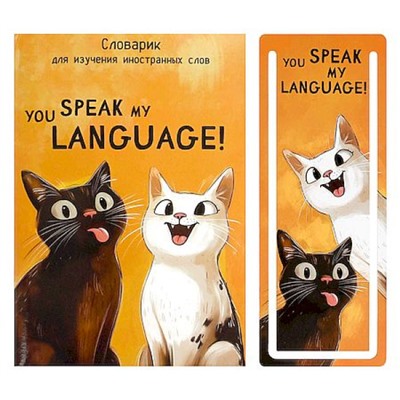 Тетрадь-словарик для изучения иностр. слов А6 32л "ДВА КОТА" + закладка 70000 Феникс