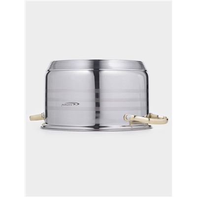 Кастрюля Катунь «ЭЛИС ГОЛД», 5.5 л, 24×13.5 см, стеклянная крышка, нержавеющая сталь, ручки золотистые