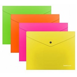 Папка с кнопкой  B5 180мкм 50302 Glossy Neon полупрозрачная ассорти ErichKrause