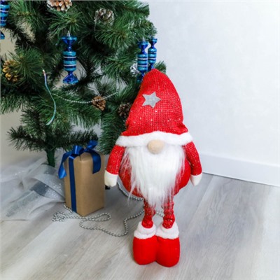 Новогоднее украшение Гном на телескопических ножках 45/60 см красный / SH026 /уп 48/