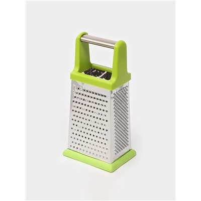 Тёрка четырёхгранная Доляна «Энергия», 10×8×20 см, прорезиненное дно, нержавеющая сталь, зелёная