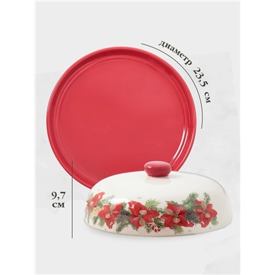 Блинница Доляна «Новогоднее настроение», 23.5×9.7 см, доломит, белая