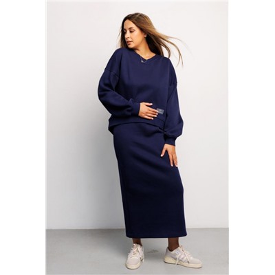 Свитшот худи оверсайз кофта с начесом 387DNV (Темно-синий)