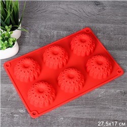 Форма для выпечки 6 ячеек силиконовая Цветы 3 см / HL-311 /уп 200/ 0.96/ 26*18*3
