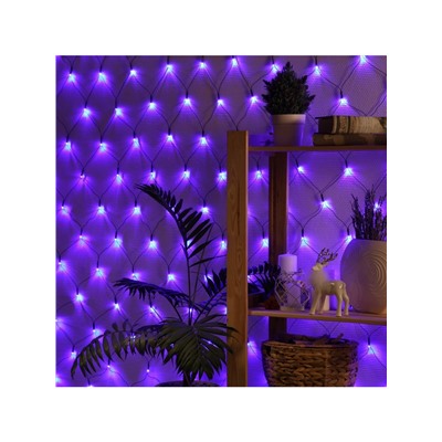 Гирлянда «Сеть» 2×2 м, IP20, тёмная нить, 224 LED, 8 режимов, 220 В, свечение синее