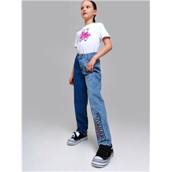 Брюки текстильные джинсовые для девочек