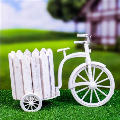 Декоративное кашпо для цветов «Велосипед», 26×12×18 см, дерево, пластик, белое