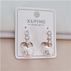 Серьги коллекция "Xuping" покрытие позолота, вставка: искусственный жемчуг и фианиты, арт.101.238