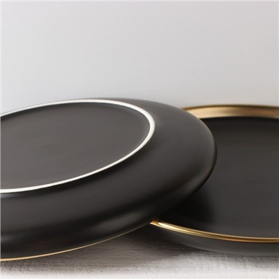 Набор фарфоровых тарелок «Ночь», 2 предмета: d=20.5 см, чёрный