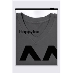 Женская футболка оверсайз с V-вырезом Happyfox