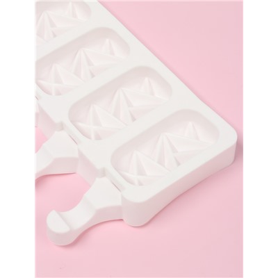 Форма для мороженого «Кристалл», силикон, 19×12.5×2.2 см, 4 ячейки, белая