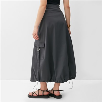 Юбка миди баллон женская MINAKU: Safari, графит, размер 46