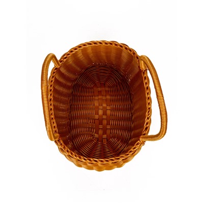 Корзина плетёная для хранения, 32×25×21 см, ручка h=17 см, пластиковая, коричневая