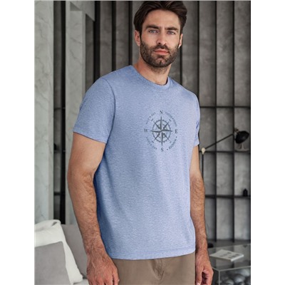 Футболка полуприлегающего кроя с принтом из премиального хлопка