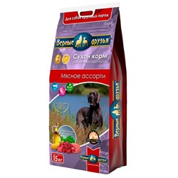 Сухой корм «Верные друзья» для собак крупных пород, мясное ассорти, 15 кг