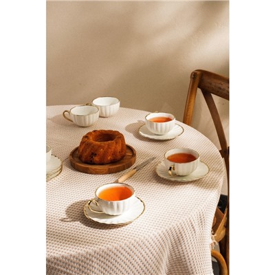 Чайный сервиз SL Home «Гарда», 12 предметов: 6 чашек 200 мл, 6 блюдец d=15 см, белый с золотом