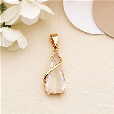 Кулон ювелирная бижутерия коллекция "Дубай" покрытие позолота, вставка: стекло, цвет: прозрачный, арт.007.066