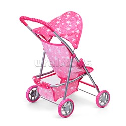 Коляска для кукол, металлическая, складная, прогулочная, с тентом, с корзиной, цвет розовые з