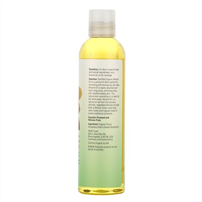 Now Foods, Solutions, Certified Organic Sweet Almond Oil, 8 fl oz (237 ml)