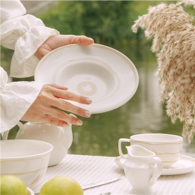 Тарелка для пасты SL Home «Гато», 170 мл, d=21 см, фарфор, белая