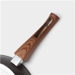 Сковорода Magistro Granit, d=28 см, кованый алюминий, съёмная ручка soft-touch, антипригарное покрытие, индукция, чёрная