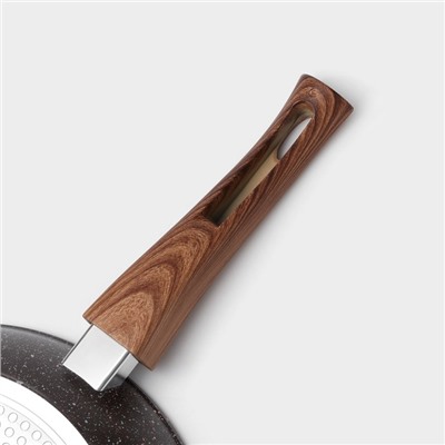 Сковорода Magistro Granit, d=28 см, кованый алюминий, съёмная ручка soft-touch, антипригарное покрытие, индукция, чёрная