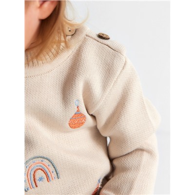 Костюм вязаный детский «Крошка Я. Новогодние игрушки», рост 86-92 см, бежевый