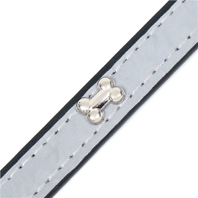 Ошейник «Пижон» с косточками, светоотражающий, 37×1.3 см, ОШ 26-33, чёрный