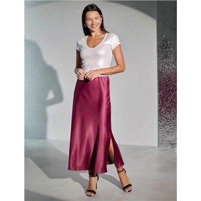 Футболка облегающая из хлопка в рубчик с V вырезом и матовым покрытием металлик