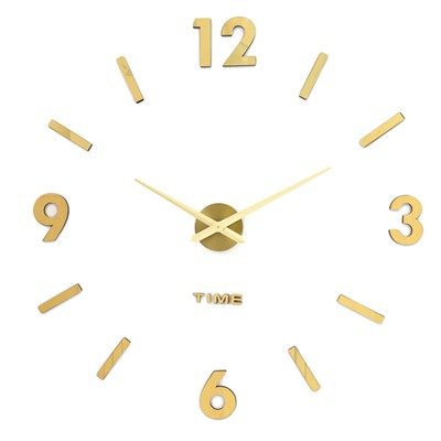 Часы настенные интерьерные, 3d «Соломон», наклейка, большие, d=120 см, золотистые