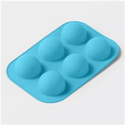 Форма для выпечки Доляна «Полусферы», силикон, 24×16 см, 6 ячеек, d=5.5 см, МИКС