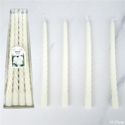 Свеча стержень 4 штуки 25 см арома / G-300 /уп 144/ белая