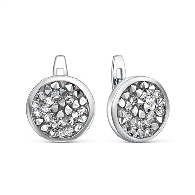 Серьги из серебра с кристаллом Премиум Австрия Бесцветный родированные С-004-010001GAL