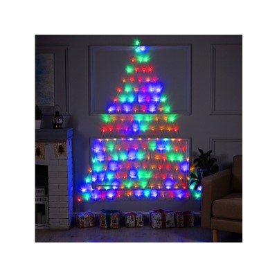 Гирлянда «Сеть-ёлка» 2×2 м, IP20, тёмная нить, 152 LED, свечение мульти, 8 режимов, 220 В