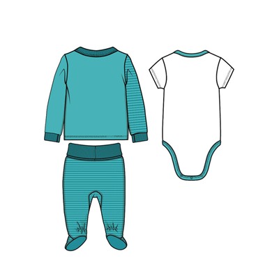 Комплект детский трикотажный для мальчиков: боди, кофточка, ползунки