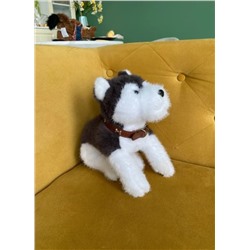 Мягкая игрушка собака в ошейнике 40 см, серая