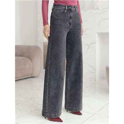 Джинсы трубы прямые с декоративной стиркой из эластичного денима