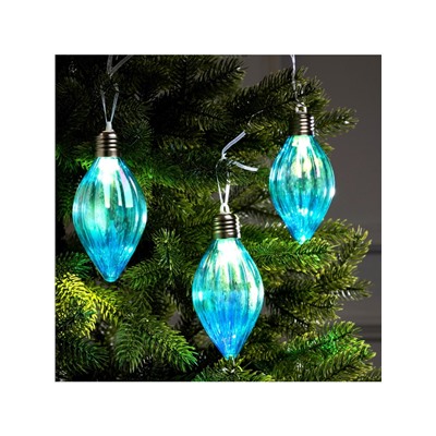 Набор ёлочных шаров «Северное сияние», 3 шт., d=7 см, 3 LED, от батареек AG13×9, свечение тёплое белое