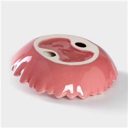 Блюдо керамическое «Голубки на цветке», 13×13.5×3 см, цвет розовый