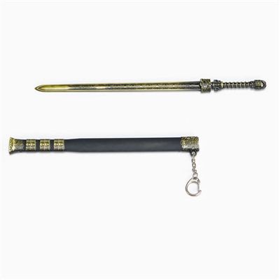 Макет оружия «Сувенирный меч в стиле аниме. Защита», подвесной, брелок, 28 см, чёрный с золотом