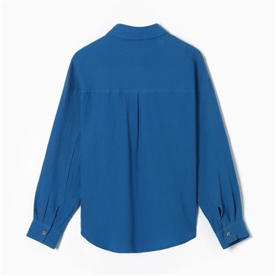 Рубашка женская оверсайз MIST Muslin, размер 44, синяя
