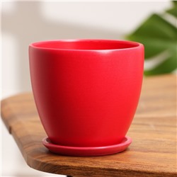 Горшок для цветов «Колор гейм», 600 мл л, d=12 см, h=10.5 см, керамический, с поддоном, красный