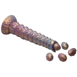 Фантазийный фаллоимитатор Deep Invader Tentacle Ovipositor Silicone Dildo with Eggs - 22,9 см.