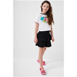 Комплект трикотажный для девочек: джемпер (футболка), юбка-шорты